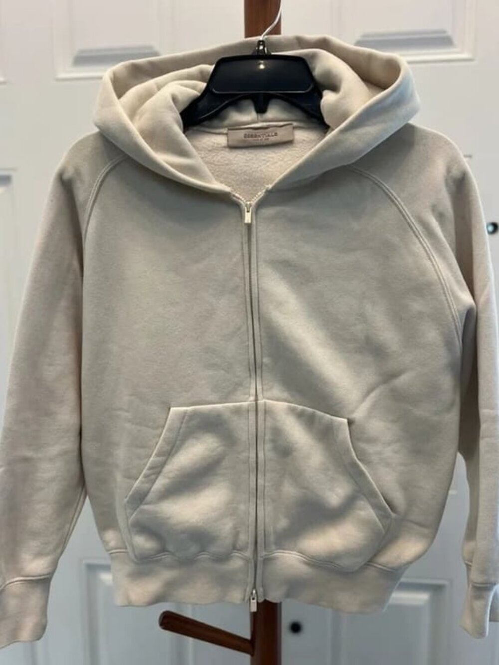 Fear of God Essentials Kids Full Zip Hoodie Oatmeal Cream Size 8